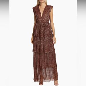 Sabina Musayev Skylar Metallic Tiered Maxi Dress Size XS
(Flaw)